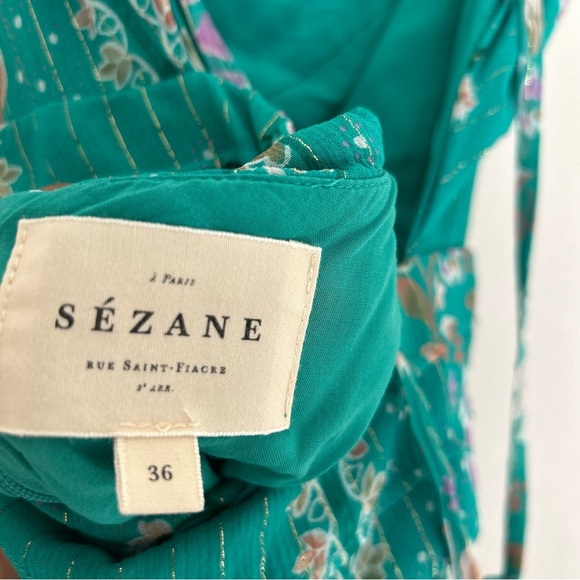 Sezane Oliveria Dress in Jade Bali FR 36 - Picture 6 of 7